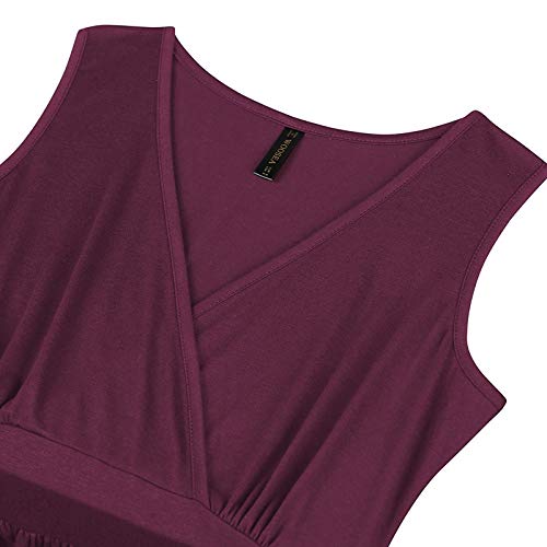 WOOSEA Women Sleeveless Deep V Neck Pocket Loose Long Dress Split Maxi Casual Dresses3