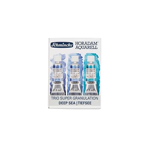 Schmincke HORADAM? AQUARELL, Super Granulation Trio Deep See, tubos de 5 ml, 74 614 097, juego de cart?n, tonos muy fuertes granuladores, acuarelas finas y supergranuladoras