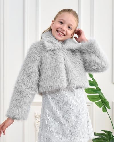 Image of BOLEROSE Girls Collared Faux Fur Bolero Jacket