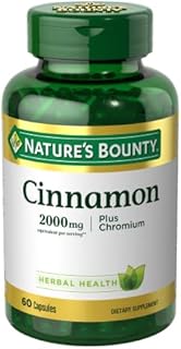 Nature’s Bounty Cinnamon 2000mg Plus Chromium, Sugar Metabolism Support Supplement, 60 Capsules