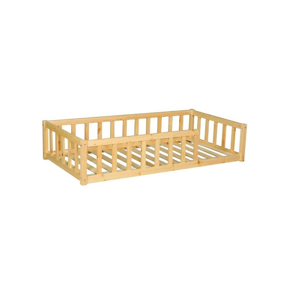 WEBER INDUSTRIES Lit 80x160 Nino+ 1 sommier + barrière/Bois Clair