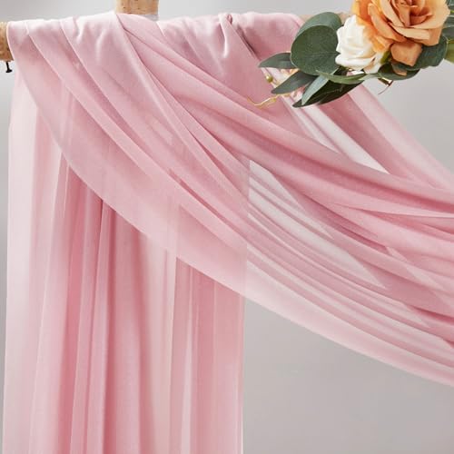 Image of Wedding Arch Draping Fabric, 2 Panels 30 inch x 20Ft Dusty Rose Sheer Curtain Drapes Extra Wide & Long Backdrop Curtains for Bridal Shower Backdrop Outdoor Party Arches Church Ceremony Decoration