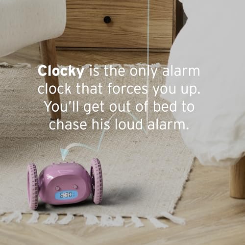 Image of CLOCKY Alarm Clock on Wheels - Loud Rolling Alarm Clock for Heavy Sleepers | Runaway Clock that Jumps & Runs to Wake You Up | Funny Unique Gift for Adults & Teens (Lavender)