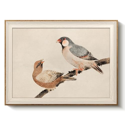 VIYYIEA Two Birds Tree Branch Framed Canvas Wall Art, 12x16in