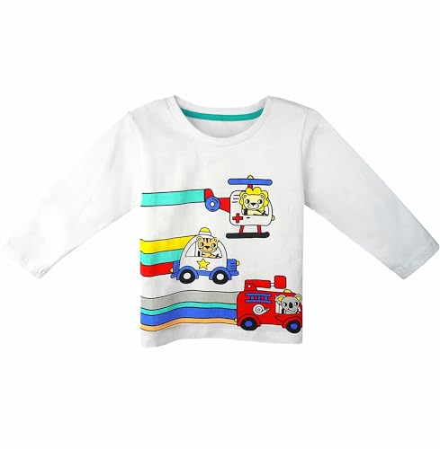 Toddler Little Boys Cartoon Print Pullover Long Sleeve Oversized T-Shirt