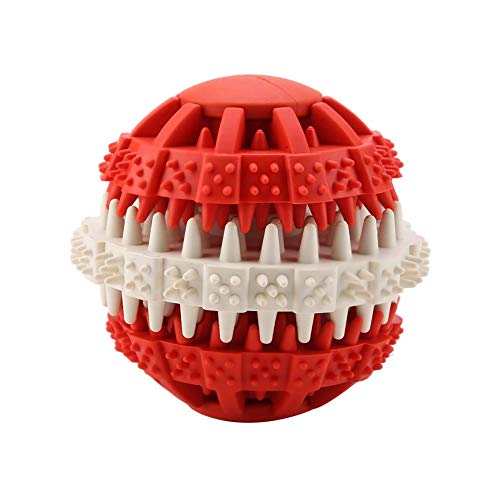 Hffheer Cane Palla da Trattare in Gomma Denti Forti durevoli interattivi Masticare Gioco Addestramento Giocattolo da Masticare Giocattolo Resistente alla Palla per la Pulizia dei Denti(S-Rosso)