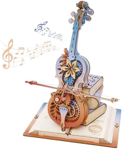 ROKR 3D Puzzles for Adults, Wooden Music Boxes-Cello, Model Kits for Adults, DIY Building Sets for Kids, Birthday Gifts Hobbies for Women Men