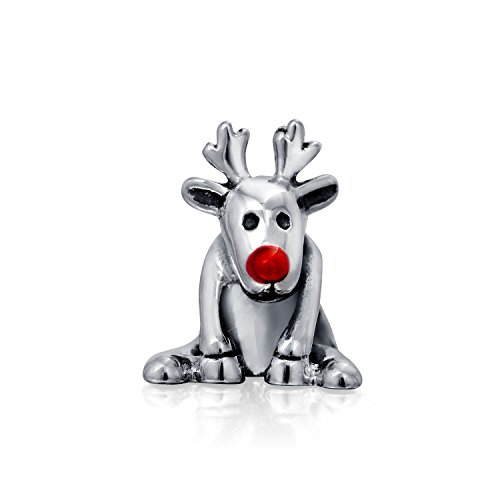 Abalorio de reno de plata .925 compatible con pulsera europea para mujer