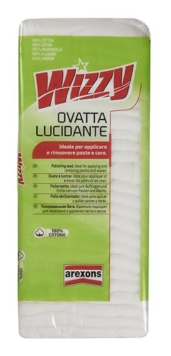 WIZZY Ovatta Lucidante, Cotone Idrofilo per Lucidatura Auto, Ideale per Applicare e Rimuovere Paste e Cere, 100% Cotone, 200g