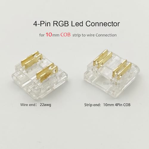 Masterwon RGB LED Strip Light Connectors 4-Pin 10mm Solderless Clips for COB Tape Strip-to-Wire Joints (Pack of 20) - Image 4
