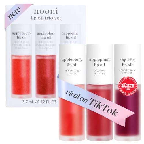 NOONI Korean Lip Oil Set - Appleberry, Appleplum &amp; Applefig - Tinted Gloss