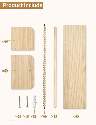 Mazjoaru Mazjoaru Wandregal Kinderzimmer 3er Set Holz 40cm Bücherregal Kinder Wand Kinderregal mit Holzperlen-Design Montessori Regal Aufbewahrungsregal für Kinder Bad Wohnzimmer - Verwendungsansicht 7 | Kinderzimmermöbel