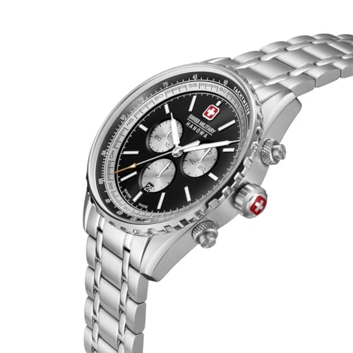 Image of Swiss Military Hanowa SMWGI0000309 Afterburn Chrono - Swiss Made Round Black Chronograph - Watch for Men