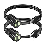 Power Extension Cord 1.5FT/18Inch(2 Pack), Short 3 Prong Electric Extension Cable Outlet Saver, Single Outlet, Heavy Duty, Waterproof, Flexible, 16 AWG, 13A 125V, Extender Wires with 15 Cable Ties