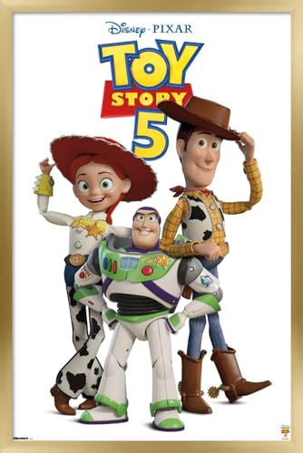 Trends International Disney Toy Story 5 (2026) - The Big Three Feature Series Wall Poster, 22.4L x 14.7W, Gold Framed Version