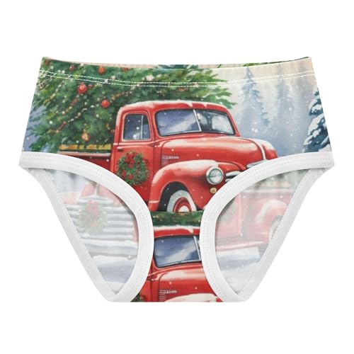 Fun Print Toddler Girls Underwear 2t Cotton Panties Little Girl Vintage Red Truck Christmas Winter Briefs Kids Undies