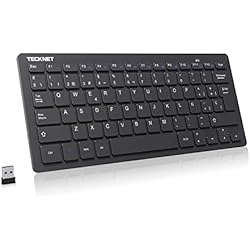 Teclados Portátiles TECKNET Mini Teclado Inalámbrico 2.4G Ultra Delgado, Teclado Inalámbrico USB Ordenador Portátil para PC, Android Smart TV, Laptops (Español,con la Ñ)