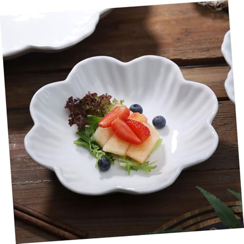 Assiette céramique haut de gamme en forme de fleur blanche pour présentation de table
