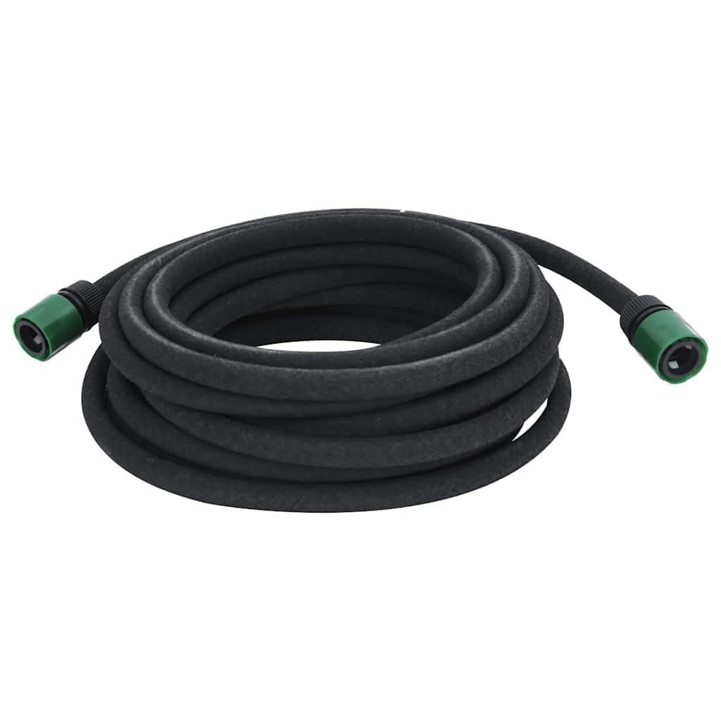 Tubo gocciolante nero in gomma da 0,6", 10 m, per irrigazione da giardino con raccordo, tubo dell'acqua flessibile, resistente alla piega, per terrazza, aiuole, balcone e serra, irrigazione