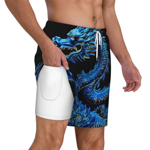 Men's Swim Trunks Quick Dry Board Shorts Blue Dragon Beach Shorts with Pocket Bathing Suits for Men2