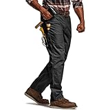 [CQR] メンズ ワークパンツ 秋用 ストレッチ リップストップ 防汚加工 撥水 通気性 軽量 耐摩耗 多機能ポケット付き ウエストゴム仕様 アウトドア 作業ズボン 登山 キャンプ ハイキング トレッキング ガーデニング カジュアル ボトムス TWP720-ZZBLK_30W/30L