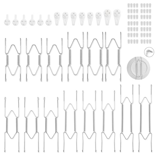Bilillo 14 pcs Plate Hangers for The Wall, 4/6/8/10/12 Inch Invisible Hangers