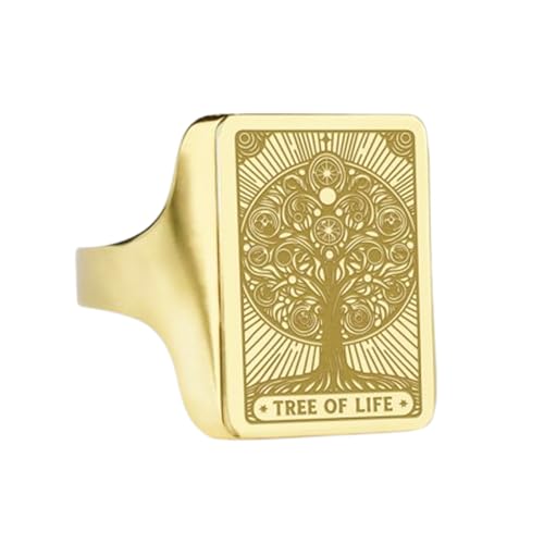 Chevalière rectangulaire Arbre de vie en argent 925 et placage or d'exception