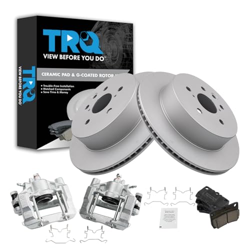 Image of TRQ Rear Brake Pad and Rotor Set Ceramic Solid Coated Rotors Calipers | For 2010-2013 Lexus IS250