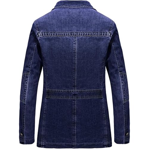 Men's Denim Blazer Sport Coat Two Button Casual Suit Jean Jacket Wash Slim Business Suits Coats2