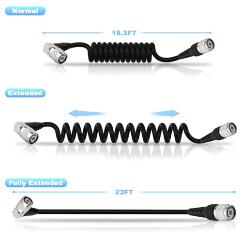 Câble coaxial TNC mâle angle droit 90 degrés RG58 extensible 7.9m