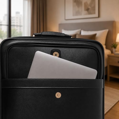 Image of 3G Cabin Trolley Bag, Hard Luggage | 4-Wheel Suitcase with Laptop Compartment for Business Travel | TSA Lock with Anti-Theft Zipper, Business Luggage Bag (Black 20 inch)