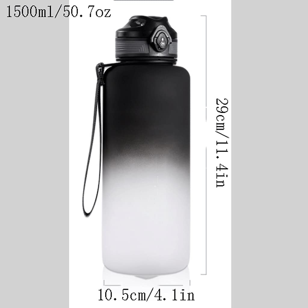 Draussen Wasserflasche mit Strohmaterial-Kapazität Wasserkrüge mit Zeitmarker & Sieb, BPA Kostenlose breite Mundwasserflasche Auslaufsicher (Color : Blue, Größe : Straw)