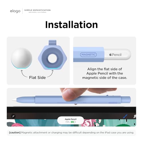 Image of elago X MONAMI Pencil Case Compatible With Apple Pencil Pro Case,Compatible With Apple Pencil 2Nd Generation Cover Sleeve,Magnetic Charging,Double Tap,Squeeze,Haptic(Must Read Guide)(Viola),Blue