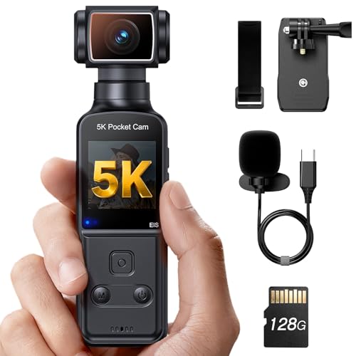 Losfom 5K Body Camera with Audio, 270° Rotating Lens, External Mic, and EIS Stabilization – 4K/60FPS Z14 Vlogging Camera for Daily Recording and Personal Record (128GB)