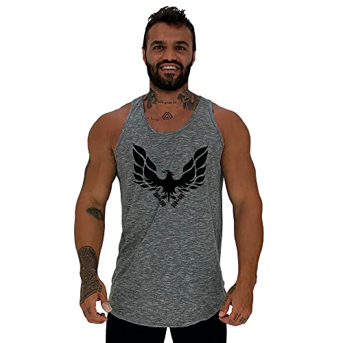 Regata Longline Masculina Cavada MXD Conceito Treino Academia Musculação Estampas (G, Fênix Nublado)