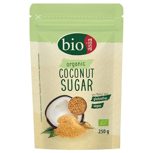 BIOASIA Azúcar ecológica de flor de coco, sin refinar, sustituto ideal del azúcar para hornear, con notas de caramelo, cultivo ecológico, vegano y sin gluten, 1 x 250 g