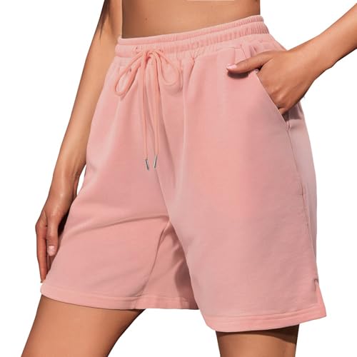 Jezonga Shorts Damen Kurze Sporthose Baumwolle Sport Shorts Sommer Lose Lässige Hose mit Taschen High Waist Elastischer Bund Jogginghose Kurz Short zum Gym Fitness Running Tennis