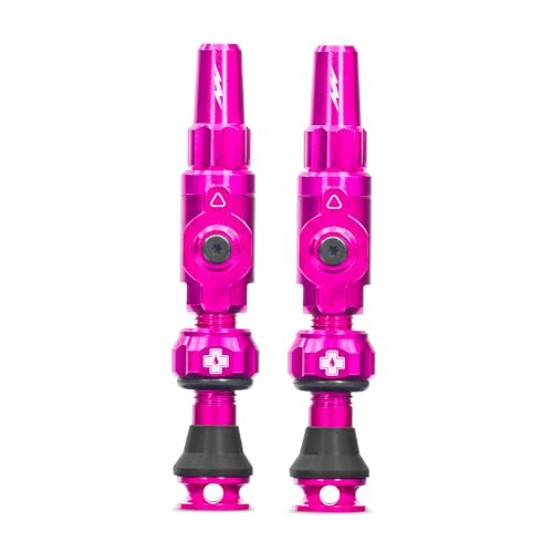Muc Off Big Bore Lite Válvulas Tubeless, Rosa 45 mm – Tapa de Válvula Presta de Ingeniería de Precisión con Tecnología Revolucionaria de Flujo de Aire para Bicis Tubeless de Ruta, MTB y Gravel