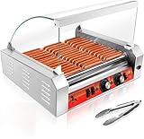Vexon 11-Roller Hot Dog Machine，Holds 30 Hot Dogs，1670W ，Non-Stick & Stainless Steel，for Parties, Events & Food Stalls