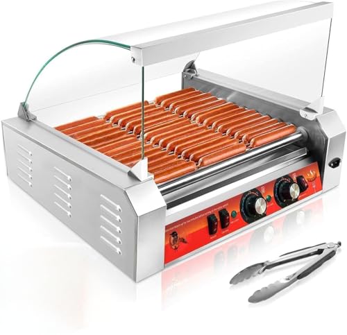 Vexon 11-Roller Hot Dog Machineï¼ŒHolds 30 Hot Dogsï¼Œ1670W ï¼ŒNon-Stick & Stainless Steelï¼Œfor Parties, Events & Food Stalls