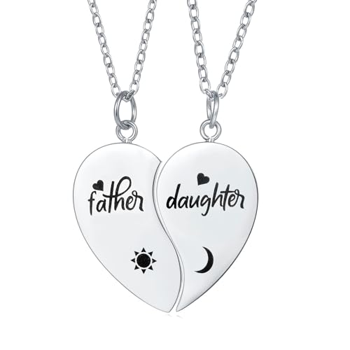 Yonhon Father Daughter Necklace for 2, Father Daughter Matching Bracelet Set for 2