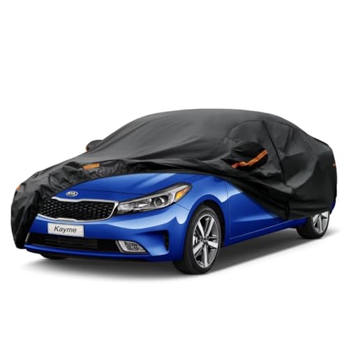 Kayme Sedan Car Cover Fit for Kia Forte 5-Door Koup (2010-2025) Automobiles All Weather Waterproof, Outdoor Cover Sun Rain Protection, with Lock and Z