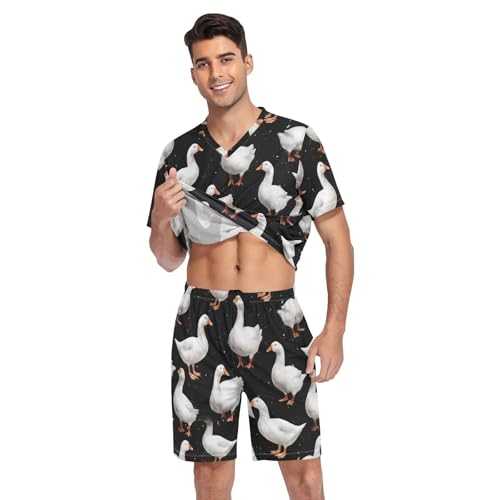 Goose Men’s Pajama Sets 2 Piece Short Sleeve Sleepwear with Printed Design3