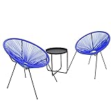 【EXCELENTE PARA ESPACIOS PEQUEÑOS】: Lo suficientemente compacto para que puedas colocar nuestras sillas y mesita en el balcón de tu casa apartamento; Dimensiones de silla: 70 (L) x 68 (W) x 83 (H) cm; Capacidad de peso de la silla: 350 lbs.