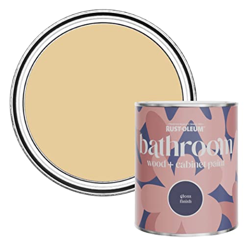 Rust-Oleum Yellow Moisture Resistant Bathroom Wood and Cabinet Paint in Gloss Finish - Sandstorm 750ml