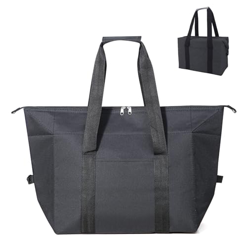 保冷バッグ 大容量 2way トート型 トートバッグ 折りたたみ 保冷 保温 ソフトクーラーボックス 折り畳み ショッピングバッグ 保冷トート スクエア型 (ブラック, 10L)