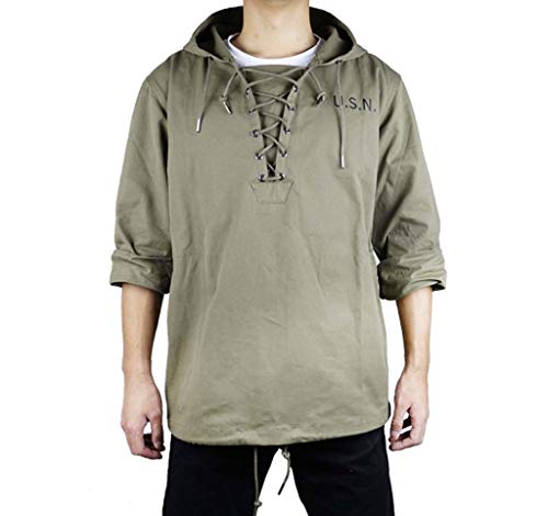 JXS WW2 de EE.UU. férula-100% algodón suéter Retro de Estados Unidos con Capucha Estilo Militar de USN,42R