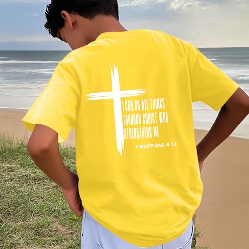 Image of KEEVICI Boys Christian Graphic Tees God Jesus Shirts for Kids Cross Faith Bible Verse Inspirational Religious Cotton T Shirt