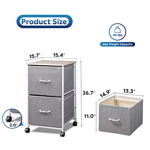 Devaise 2 Drawer Mobile File Cabinet, Rolling Printer Stand, Fabric Vertical Filing Cabinet Fits A4 Or Letter Size For Home Office thumb #2