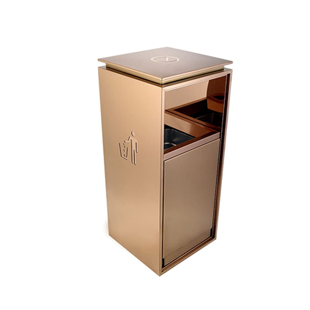 Cubo de basura de acero inoxidable de gran capacidad con cenicero y cubo interior